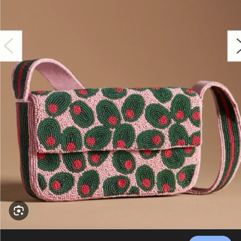 Anthropologie Fiona Beaded Bag: Olives